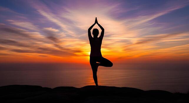 Meditation silhouette, Hyderabad skyline
