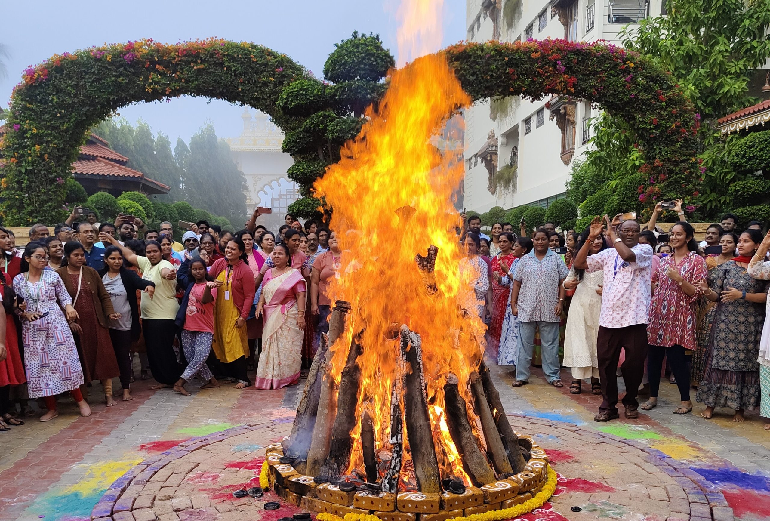 Community gathering in a garden